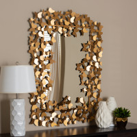 Baxton Studio RXW-6160 Idalia Modern and Contemporary Antique Gold Finished Butterfly Accent Wall Mirror
